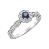 14k White Gold Blue Sapphire & 1/3 ctw. Diamond Ring, Size 7