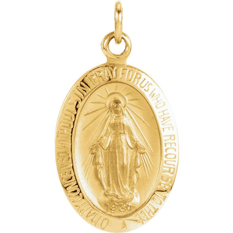 14k Yellow Gold 14.75x11mm Oval Miraculous Medal