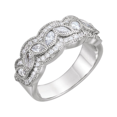14k White Gold 1 CTW Diamond Anniversary Band, Size 6 14k White Gold 1 CTW Diamond Anniversary Band, Size 6