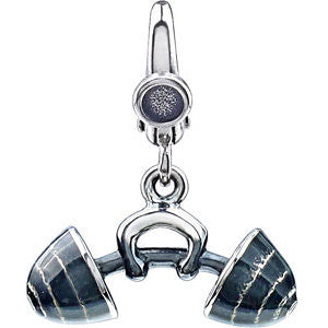 Sterling Silver Enamel Barbell Charm Sterling Silver Enamel Barbell Charm