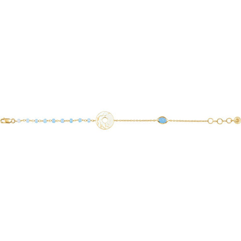 18K Yellow Gold Vermeil Blue Chalcedony 7.5" Bracelet