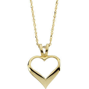 14k Yellow Gold Heart Pendant on a Sparkle Singapore Chain 14k Yellow Gold Heart Pendant on a Sparkle Singapore Chain