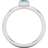 14k White Gold Blue Zircon Bezel Ring, Size 7
