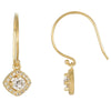 Pair of 5/8 CTTW Halo-Styled Dangle Earrings with Cushion Frame in 14k Yellow Gold