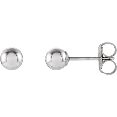 14k White Gold 4mm Ball Earrings with Bright Finish
