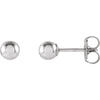 04.00 mm Pair of Ball Earrings with Bright Finish and Backs in 14K White Gold
