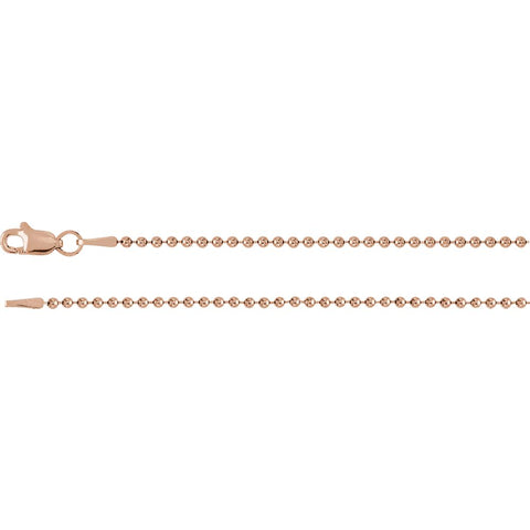 14k Rose Gold 1.5mm Bead 18" Chain 14k Rose Gold 1.5mm Bead 18" Chain