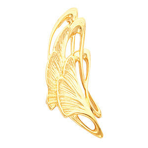 14k Yellow Gold Abstract Leaf Brooch