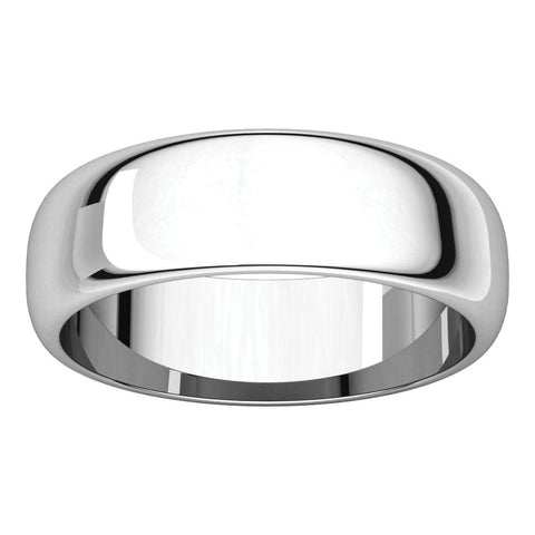 Sterling Silver 6mm Half Round Band, Size 6.5