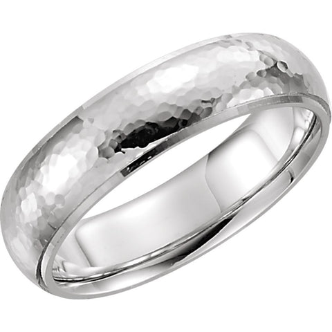 14k White Gold 6mm Half Round Edge Comfort Fit Hammer Finish Band Size 10 14k White Gold 6mm Half Round Edge Comfort Fit Hammer Finish Band Size 10