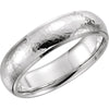 14k White Gold 6mm Half Round Edge Comfort-Fit Hammer Finish Wedding Band for Men, Size 10 14k White Gold 6mm Half Round Edge Comfort-Fit Hammer Finish Wedding Band for Men, Size 10