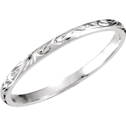 14k White Gold 2mm Hand Engraved Band Size 7 14k White Gold 2mm Hand Engraved Band Size 7