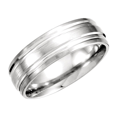 Platinum 7mm Double Cut Fancy Carved Band with Satin Finish Size 10.00 Platinum 7mm Double Cut Fancy Carved Band with Satin Finish Size 10.00