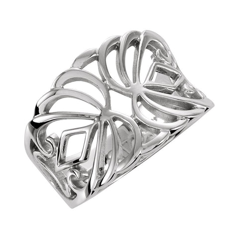 14k White Gold Fancy Band, Size 6 14k White Gold Fancy Band, Size 6