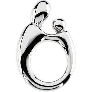 14k White Gold 20.25x13.5mm Mother and Child® Hollow Back Pendant