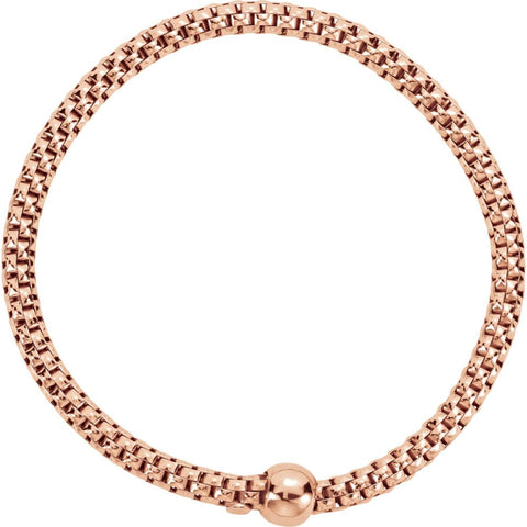 Sterling Silver Rose Gold Plated 4.3mm Woven Stretch Bracelet Sterling Silver Rose Gold Plated 4.3mm Woven Stretch Bracelet