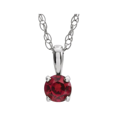 14k White Gold Chatham® Created Ruby "July" Birthstone 14" Necklace