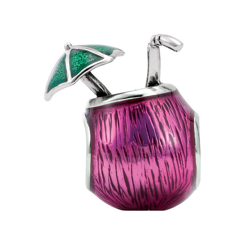 Sterling Silver 13.6x8.6mm Tropical Drink Bead Sterling Silver 13.6x8.6mm Tropical Drink Bead