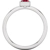 Sterling Silver Imitation Ruby Bezel Ring, Size 7