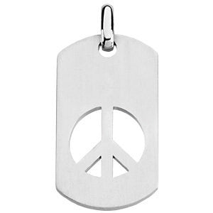 Sterling Silver Peace Sign Dog Tag Pendant