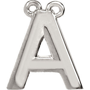 Sterling Silver Letter "A" Block Initial Necklace Center Sterling Silver Letter "A" Block Initial Necklace Center