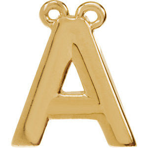 14k Yellow Gold Letter "A" Block Initial Necklace Center 14k Yellow Gold Letter "A" Block Initial Necklace Center