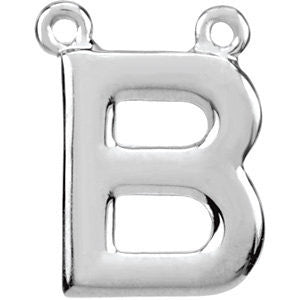 Sterling Silver Letter "B" Block Initial Necklace Center Sterling Silver Letter "B" Block Initial Necklace Center