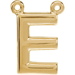 14k Yellow Gold Letter "E" Block Initial Necklace Center 14k Yellow Gold Letter "E" Block Initial Necklace Center