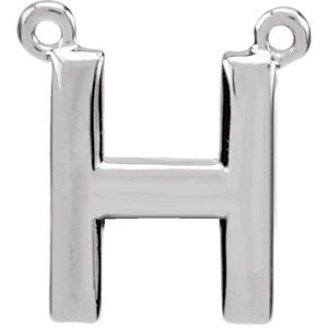 Sterling Silver Letter "H" Block Initial Necklace Center Sterling Silver Letter "H" Block Initial Necklace Center