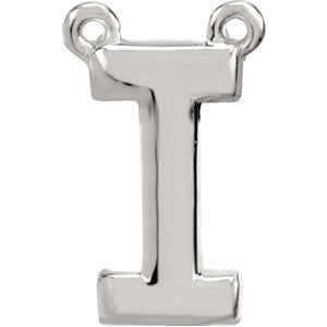 Sterling Silver Letter "I" Block Initial Necklace Center Sterling Silver Letter "I" Block Initial Necklace Center