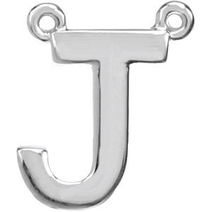 Sterling Silver Letter "J" Block Initial Necklace Center Sterling Silver Letter "J" Block Initial Necklace Center