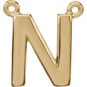 14k Yellow Gold Letter "N" Block Initial Necklace Center 14k Yellow Gold Letter "N" Block Initial Necklace Center