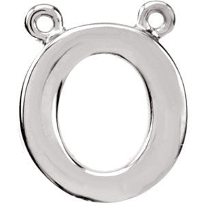 Sterling Silver Letter "O" Block Initial Necklace Center Sterling Silver Letter "O" Block Initial Necklace Center