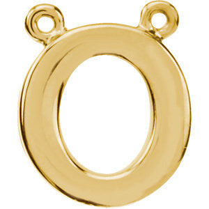 14k Yellow Gold Letter "O" Block Initial Necklace Center 14k Yellow Gold Letter "O" Block Initial Necklace Center