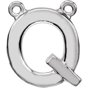 Sterling Silver Letter "Q" Block Initial Necklace Center Sterling Silver Letter "Q" Block Initial Necklace Center