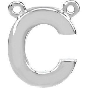 Sterling Silver Letter "C" Block Initial Necklace Center Sterling Silver Letter "C" Block Initial Necklace Center