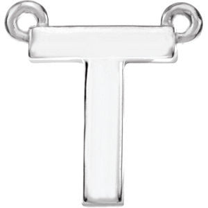 Sterling Silver Letter "T" Block Initial Necklace Center Sterling Silver Letter "T" Block Initial Necklace Center