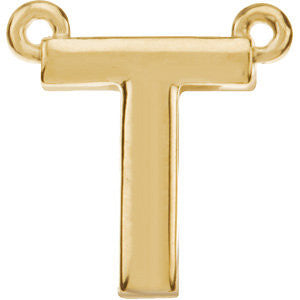 14k Yellow Gold Letter "T" Block Initial Necklace Center 14k Yellow Gold Letter "T" Block Initial Necklace Center