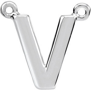 Sterling Silver Letter "V" Block Initial Necklace Center Sterling Silver Letter "V" Block Initial Necklace Center