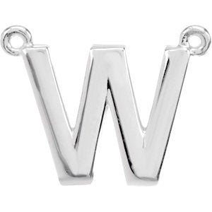 Sterling Silver Letter "W" Block Initial Necklace Center Sterling Silver Letter "W" Block Initial Necklace Center