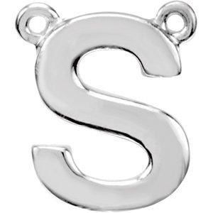 Sterling Silver Letter "S" Block Initial Necklace Center Sterling Silver Letter "S" Block Initial Necklace Center