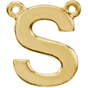 14k Yellow Gold Letter "S" Block Initial Necklace Center 14k Yellow Gold Letter "S" Block Initial Necklace Center