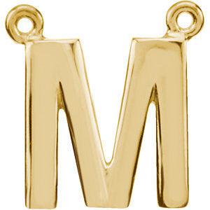 14k Yellow Gold Letter "M" Block Initial Necklace Center 14k Yellow Gold Letter "M" Block Initial Necklace Center