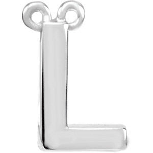Sterling Silver Letter "L" Block Initial Necklace Center Sterling Silver Letter "L" Block Initial Necklace Center