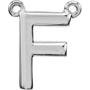 Sterling Silver Letter "F" Block Initial Necklace Center Sterling Silver Letter "F" Block Initial Necklace Center
