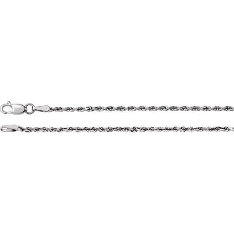 14k White Gold 1.9mm Diamond-Cut Rope 16" Chain with Lobster Clasp 14k White Gold 1.9mm Diamond-Cut Rope 16" Chain with Lobster Clasp