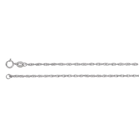 14k White Gold 1.75mm Solid Rope 18" Chain