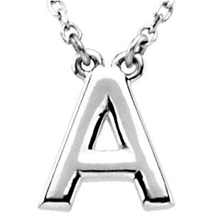 Sterling Silver Letter "A" Block Initial 16" Necklace Sterling Silver Letter "A" Block Initial 16" Necklace