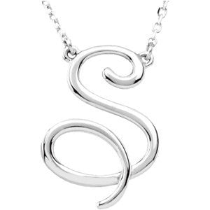 Sterling Silver "S" Script Initial 16" Necklace Sterling Silver "S" Script Initial 16" Necklace