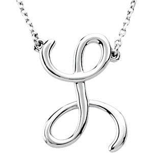 Sterling Silver "L" Script Initial 16" Necklace Sterling Silver "L" Script Initial 16" Necklace